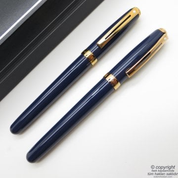 Sheaffer Prelude Kobalt Rose Gold Dolma Kalem + Roller Kalem Seti | Kişiye Özel Kalem | İsme Özel Kalem Seti