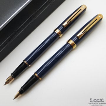 Sheaffer Prelude Kobalt Rose Gold Dolma Kalem + Roller Kalem Seti | Kişiye Özel Kalem | İsme Özel Kalem Seti