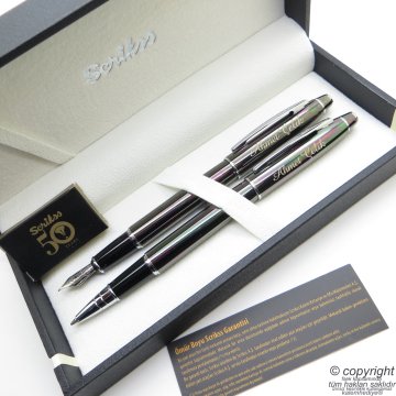 Scrikss 35 Titanyum Dolma Kalem + Roller Kalem Seti | Scrikss Noble | İsme Özel Kalem | Hediye Kalem