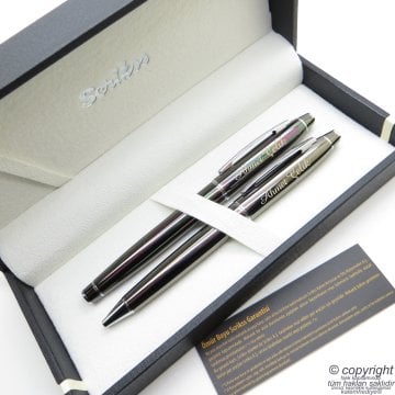 Scrikss 35 Titanyum Roller Kalem + Tükenmez Kalem Seti | Scrikss Noble | İsme Özel Kalem | Hediye Kalem