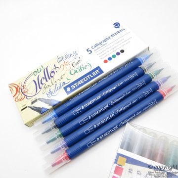 Staedtler 3002 C5 Çift Taraflı Calligraphy Kaligrafi Kalemi 5 Renk Set