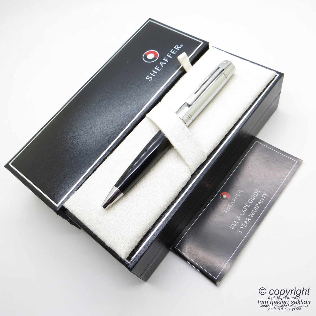 Sheaffer 300 Krom Siyah Tükenmez Kalem | İsme Özel Kalem