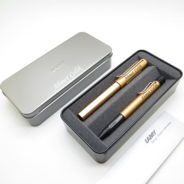 Lamy Al Star Bronz Roller Kalem + Tükenmez Kalem + Metal Kutu | Lamy Kalem | Hepsi İsme Özel