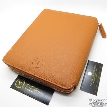İsme Özel Fermuarlı Folder Tarihsiz Organizer ve Parker Kalem 15x21 | Taba