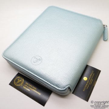 İsme Özel Fermuarlı Folder Tarihsiz Organizer ve Parker Kalem 15x21 | Soft Mavi