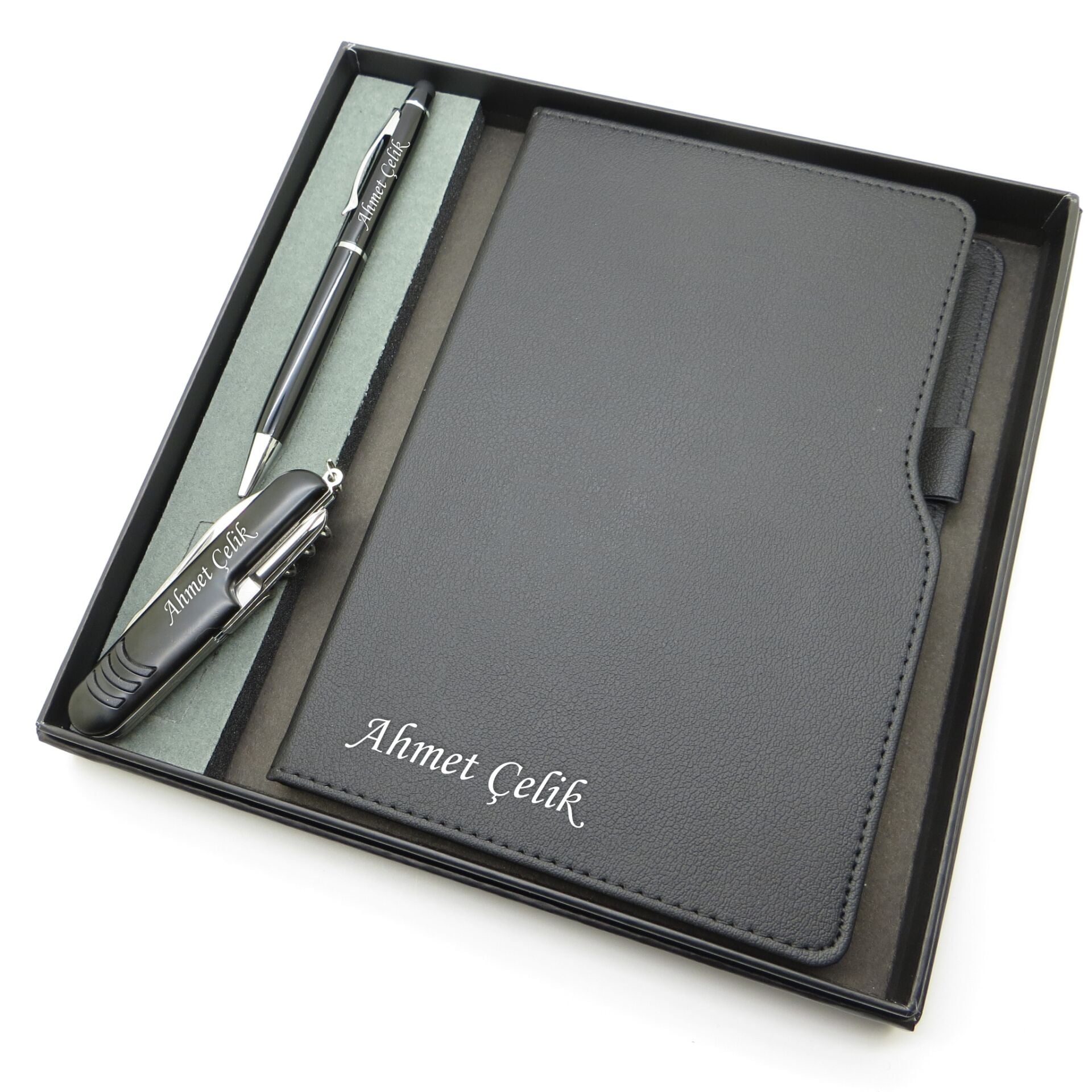 Signator® Codex | N174 Kişiye Özel Defterli Set - İsme Özel Siyah