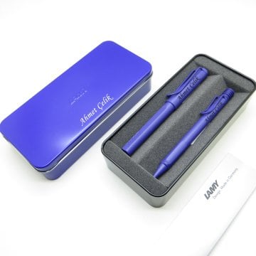 Lamy Safari Candy Violet Roller Kalem + Tükenmez Kalem Seti + Metal Kutu | Lamy Kalem | Hepsi İsme Özel