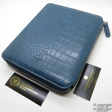 Crocodile İsme Özel Fermuarlı Folder Tarihsiz Organizer ve Roller Kalem 15x21 | Blue