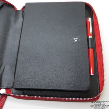 Crocodile İsme Özel Fermuarlı Folder Tarihsiz Organizer ve Roller Kalem 15x21 | Red