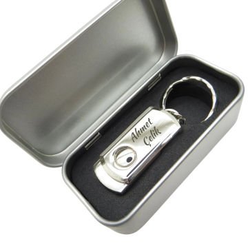 Wings Kişiye Özel Anahtarlıklı Metal Mini Usb Bellek 32GB Gümüş Gri | İsme Özel Usb Bellek | Hediyelik Usb Flash Bellek
