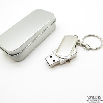 Wings Kişiye Özel Anahtarlıklı Metal Mini Usb Bellek 32GB Gümüş Gri | İsme Özel Usb Bellek | Hediyelik Usb Flash Bellek
