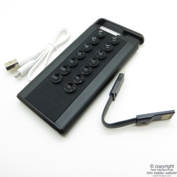 Wings Kişiye Özel Powerbank Vantuzlu 4000mAh Siyah | İsme Özel Powerbank | Hediyelik Teknoloji Ürünü