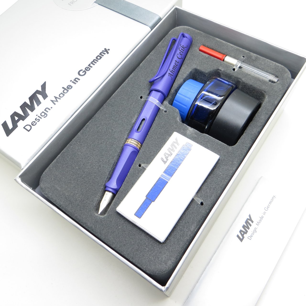Lamy Safari Dolma Kalem Seti Violet + Piston + Mürekkep + Kartuş | Lamy Kalem | Hepsi İsme Özel