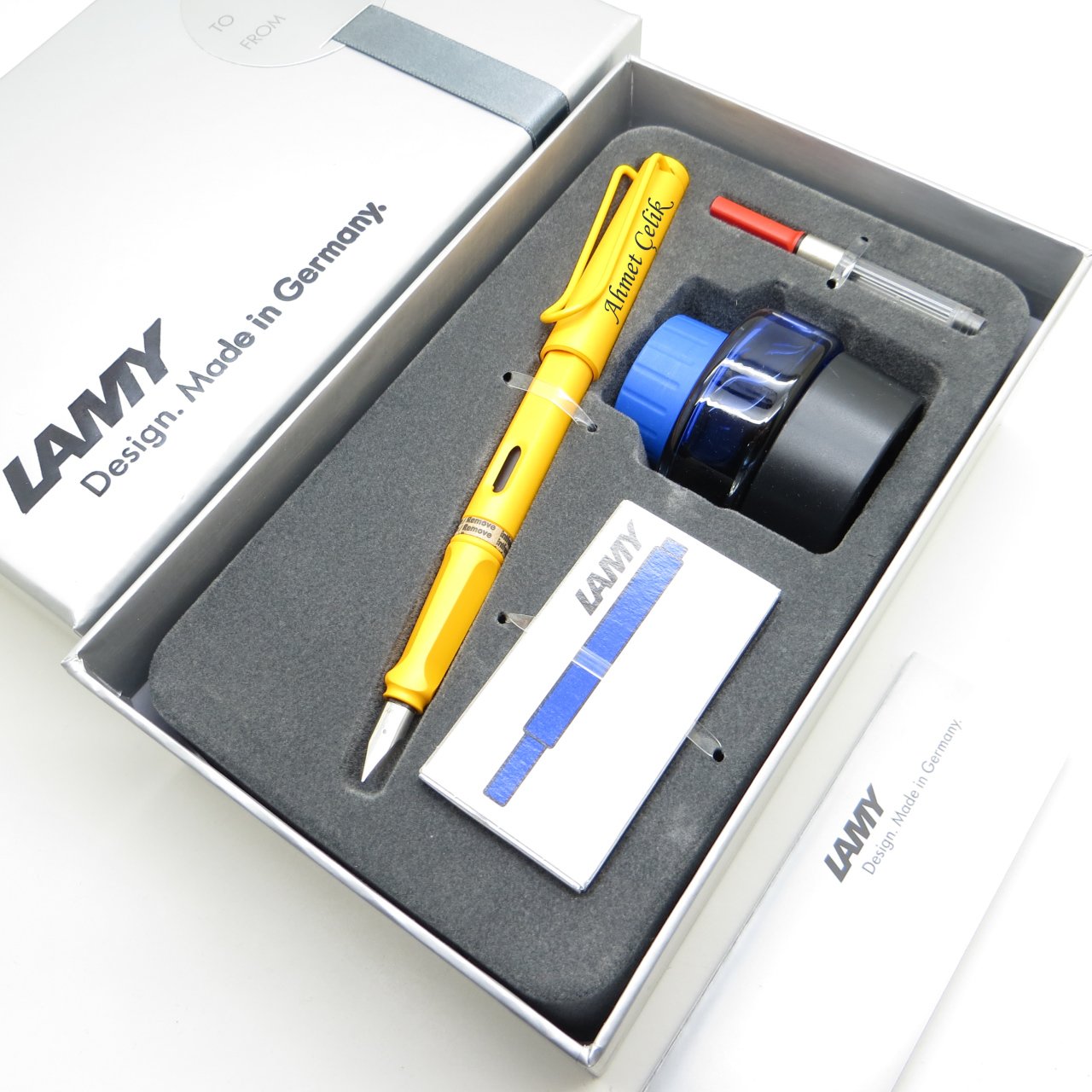 Lamy Safari Dolma Kalem Seti Mango + Piston + Mürekkep + Kartuş | Lamy Kalem | Hepsi İsme Özel