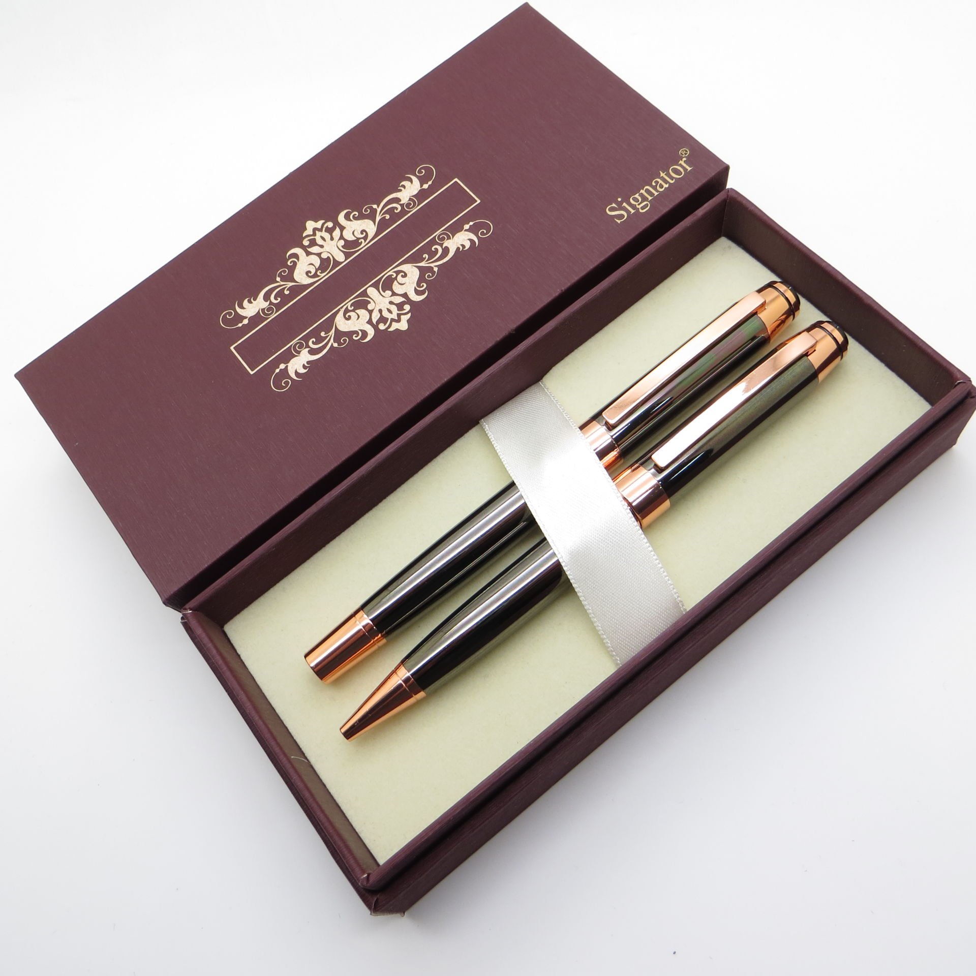 Signator® S330 Titanyum Bronz Kalem Seti Roller Kalem + Tükenmez Kalem | İsme Özel Kalem | Hediyelik Kalem