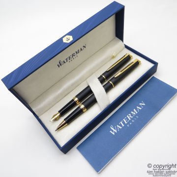 Waterman Hemisphere Mat Siyah GT Dolma Kalem + Roller Kalem Set | İsme Özel Kalem | Hediye Kalem