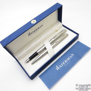 Waterman Hemisphere Mat Krom CT Dolma Kalem + Tükenmez Kalem Set | İsme Özel Kalem | Hediye Kalem