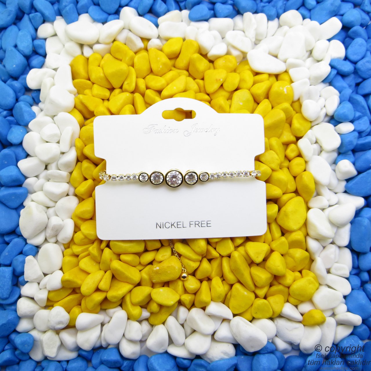 Zirkon Taşlı Gold Bileklik - Hediyelik Kutusunda