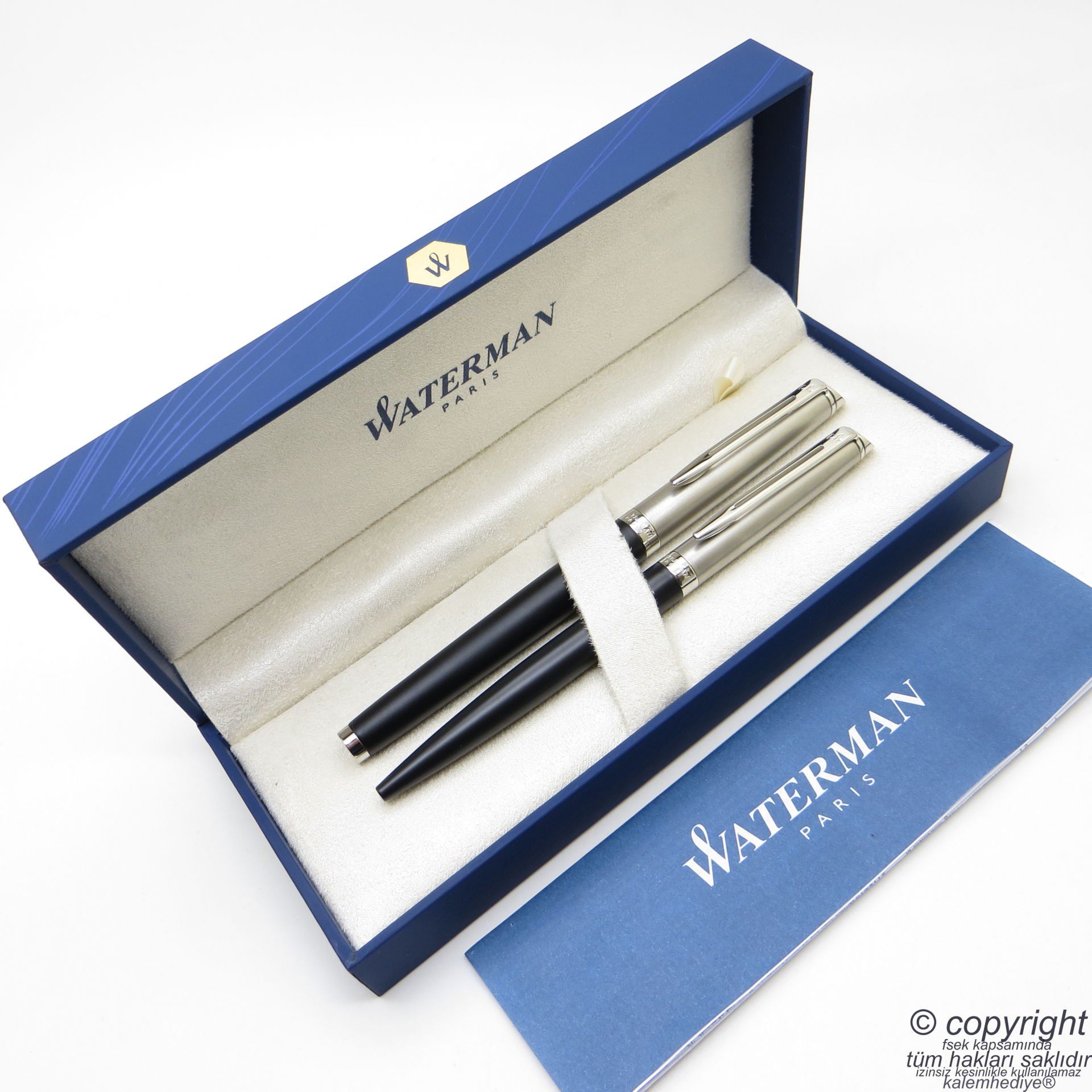 Waterman Hemisphere Essential Siyah CT Roller Kalem + Tükenmez Kalem Set | İsme Özel Kalem | Hediye Kalem