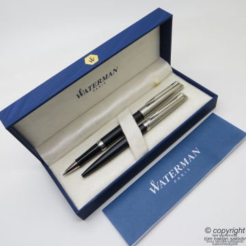 Waterman Hemisphere Essential Siyah CT Roller Kalem + Tükenmez Kalem Set | İsme Özel Kalem | Hediye Kalem