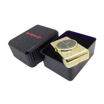 Ardeur® Desen İşlemeli Saatli Gold İsme Özel Çakmak | Hediyelik Kutusunda