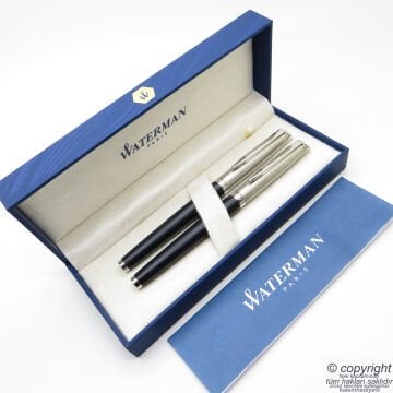 Waterman Hemisphere Essential Siyah CT Roller Kalem + Dolma Kalem Set | İsme Özel Kalem | Hediye Kalem