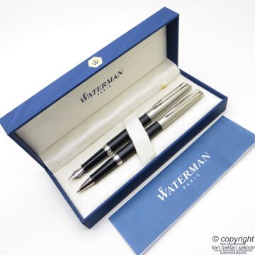 Waterman Hemisphere Essential Siyah CT Roller Kalem + Dolma Kalem Set | İsme Özel Kalem | Hediye Kalem