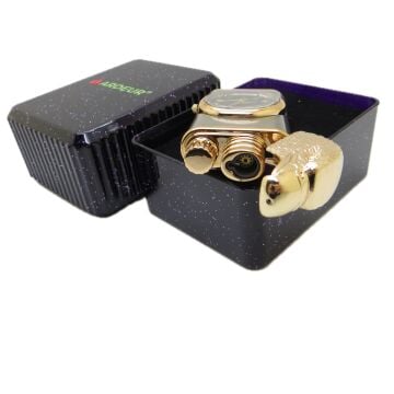 Ardeur® Meritus Füme Gold Figürlü İsme Özel Saatli Çakmak | Hediyelik Kutusunda