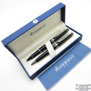 Waterman Expert Lake Siyah CT Roller Kalem + Tükenmez Kalem Set | İsme Özel Kalem | Hediye Kalem