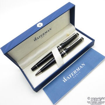 Waterman Expert Lake Siyah CT Roller Kalem + Tükenmez Kalem Set | İsme Özel Kalem | Hediye Kalem