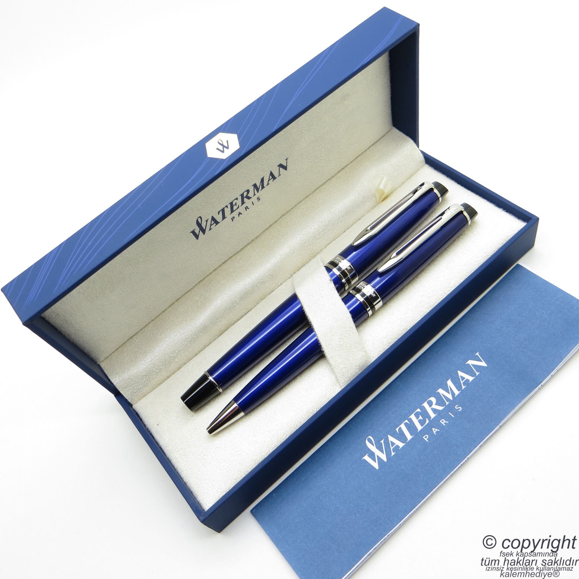 Waterman Expert Lake Mavi CT Roller Kalem + Tükenmez Kalem Set | İsme Özel Kalem | Hediye Kalem