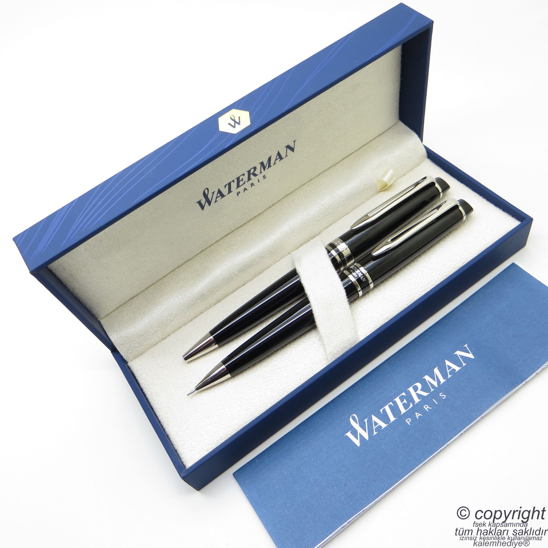 Waterman Expert Lake Siyah Krom Tükenmez Kalem + Versatil Kalem Set | İsme Özel Kalem | Hediye Kalem