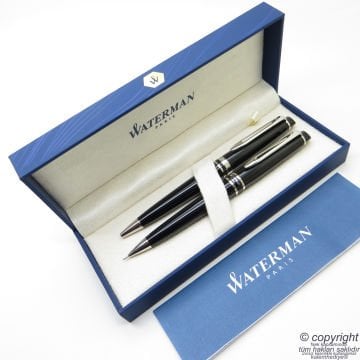 Waterman Expert Lake Siyah Krom Tükenmez Kalem + Versatil Kalem Set | İsme Özel Kalem | Hediye Kalem