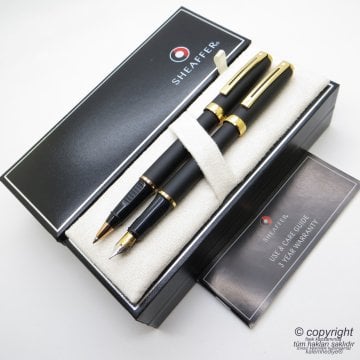 Sheaffer Prelude Mat Siyah Altın Dolma Kalem + Roller Kalem Set | İsme Özel Kalem Seti