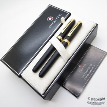 Sheaffer Prelude Mat Siyah Altın Dolma Kalem + Roller Kalem Set | İsme Özel Kalem Seti