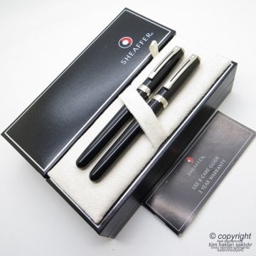 Sheaffer Prelude Siyah Krom Dolma Kalem + Roller Kalem Set | İsme Özel Kalem Seti