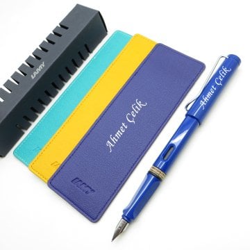 Lamy Safari Dolma Kalem Parlak Mavi + Kalem Kılıfı | Lamy Kalem | Hepsi İsme Özel