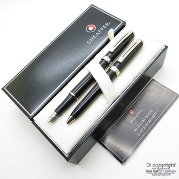 Sheaffer Prelude Siyah Krom Dolma Kalem + Tükenmez Kalem Set | İsme Özel Kalem