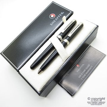 Sheaffer Prelude Siyah Krom Dolma Kalem + Tükenmez Kalem Set | İsme Özel Kalem