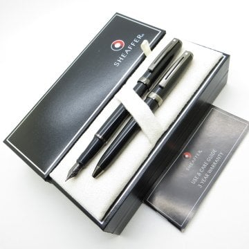 Sheaffer Prelude Titanyum Siyah Dolma Kalem + Tükenmez Kalem | İsme Özel Kalem