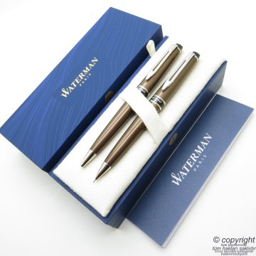 Waterman Expert CT Urban Brown Desenli Tükenmez Kalem + Versatil Kalem Seti | İsme Özel Kalem | Hediye Kalem