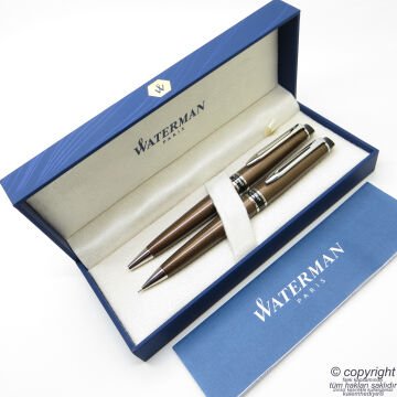 Waterman Expert CT Urban Brown Desenli Tükenmez Kalem + Versatil Kalem Seti | İsme Özel Kalem | Hediye Kalem