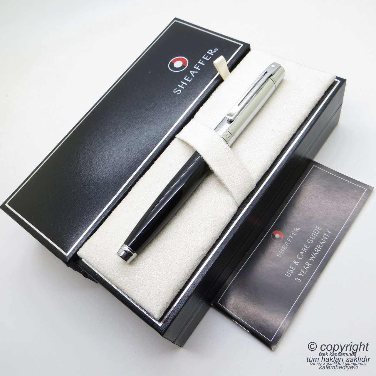 Sheaffer 300 Krom Siyah Dolma Kalem | İsme Özel Kalem