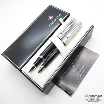 Sheaffer 300 Krom Siyah Roller Kalem + Tükenmez Kalem Seti | İsme Özel Kalem Set