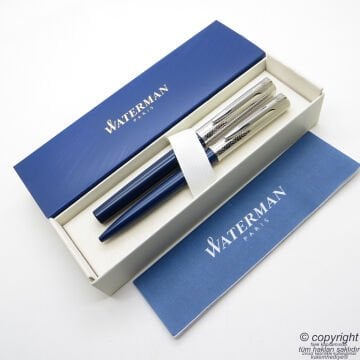 Waterman Allure Deluxe Mavi Dolma Kalem + Tükenmez Kalem Set | İsme Özel Kalem | Hediyelik Kalem