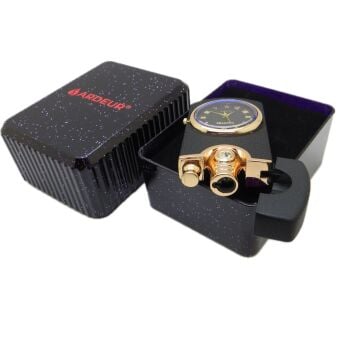 Ardeur® Armand Saatli Mat Siyah Gold İsme Özel Çakmak | Hediyelik Çakmak