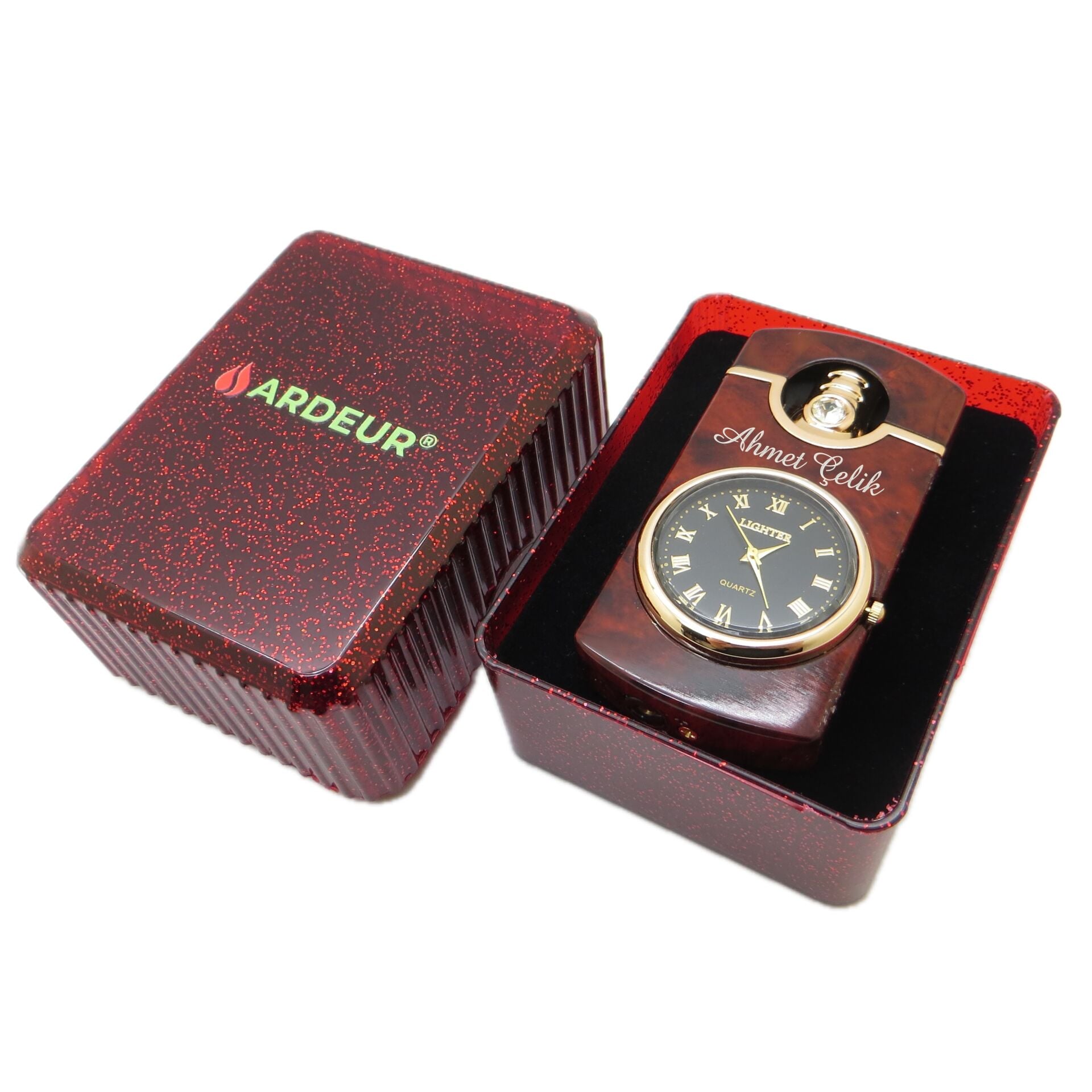 Ardeur® Armand Saatli Bordo Gold İsme Özel Çakmak | Hediyelik Çakmak