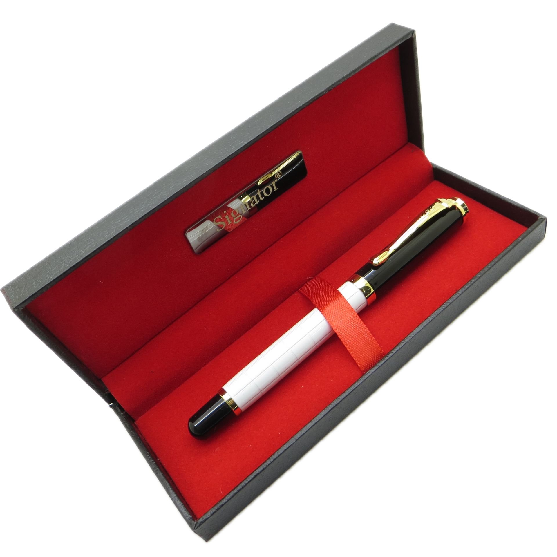 Signator® T428 Siyah Beyaz Gold Roller Kalem | İsme Özel Kalem | Hediyelik Kalem