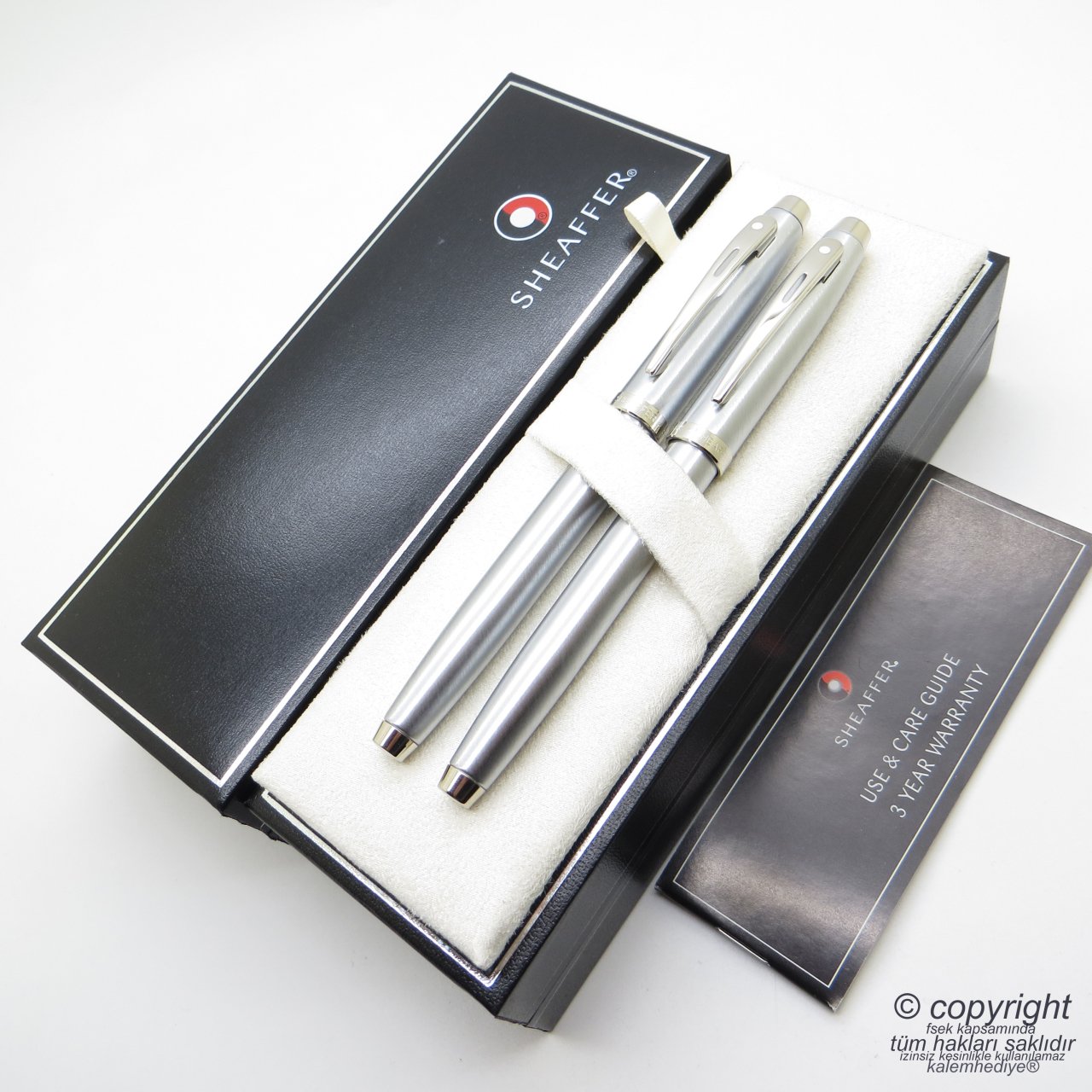 Sheaffer 100 Krom Dolma Kalem + Roller Kalem Seti | İsme Özel Kalem