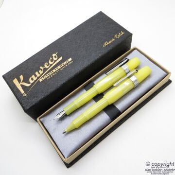 Kaweco Frosted Sport Açık Sarı Kalem Seti Roller Kalem + Dolma Kalem Set | İsme Özel Kalem
